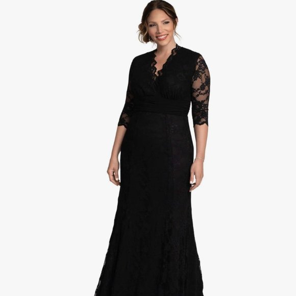 Kiyonna Women's Plus Size Screen Siren Lace Evening Gown 3X Black - Picture 1 of 5
